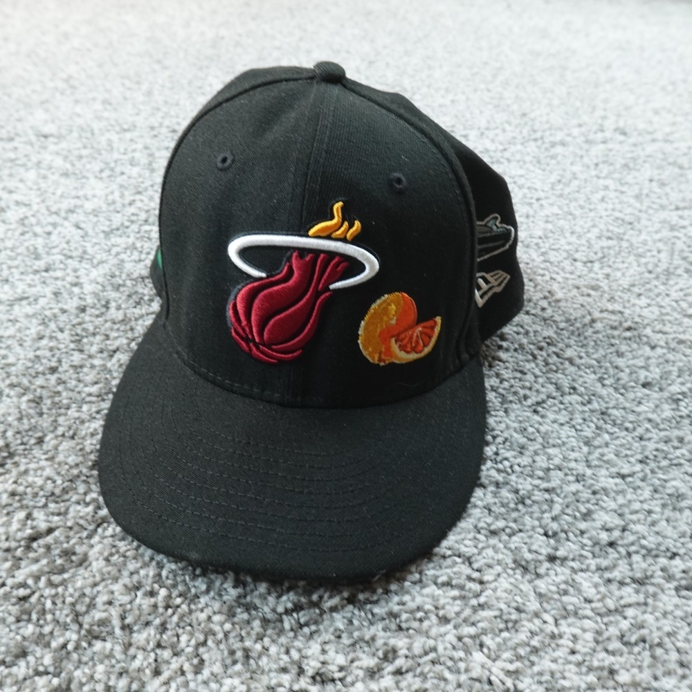 NEW Miami Heat Hat Cap Mens 7 1/2 Fitted Black Red NBA Basketball New Era